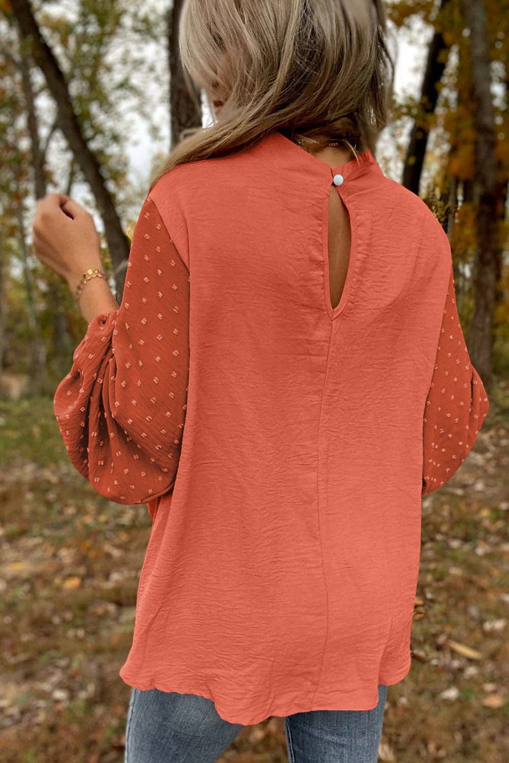 Swiss Dot Balloon Sleeve Blouse