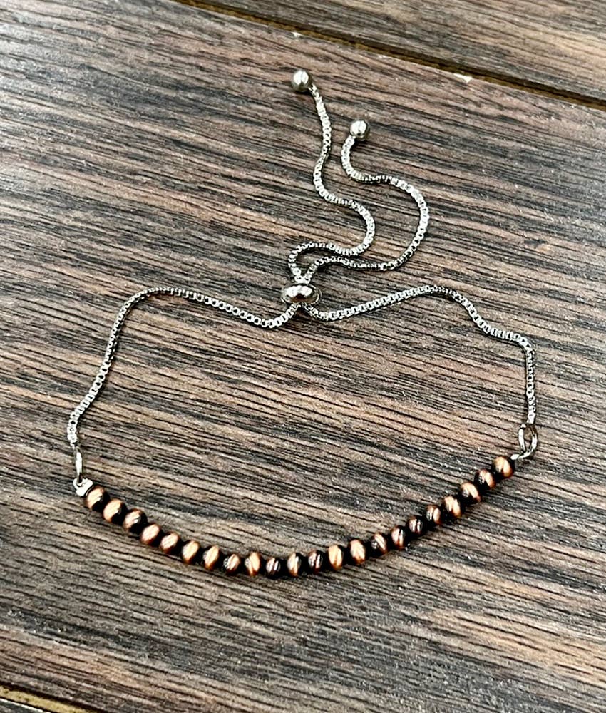 Handmade Copper Navajo Bead Adjustable Bracelet