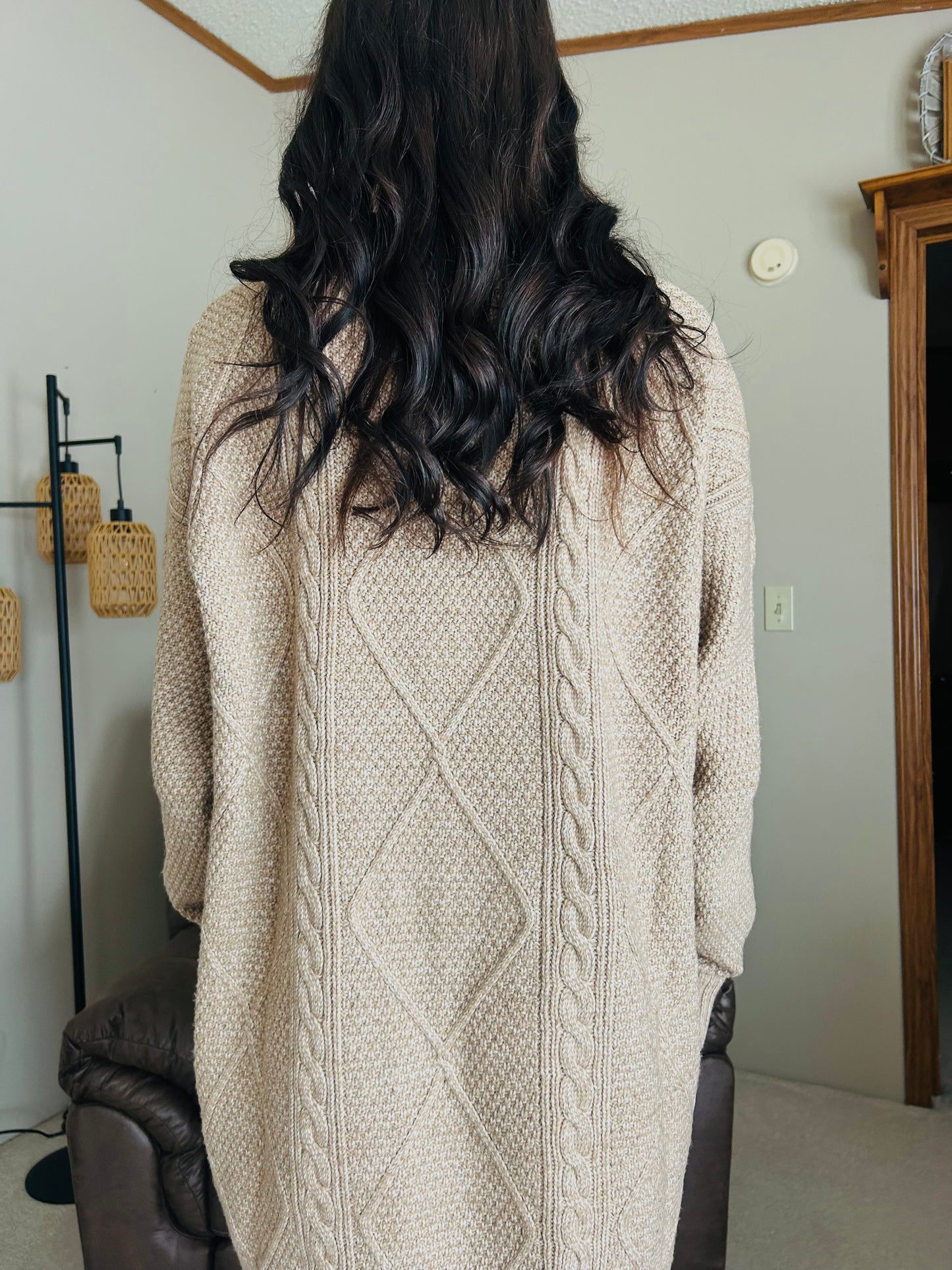 Parchment Cable Knit Sweater Dress