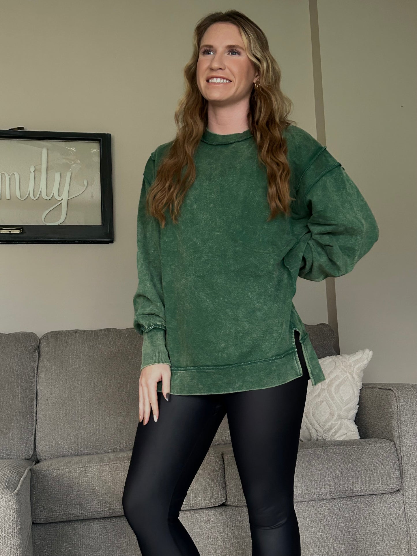 Dark Green Seam Sweatshirt