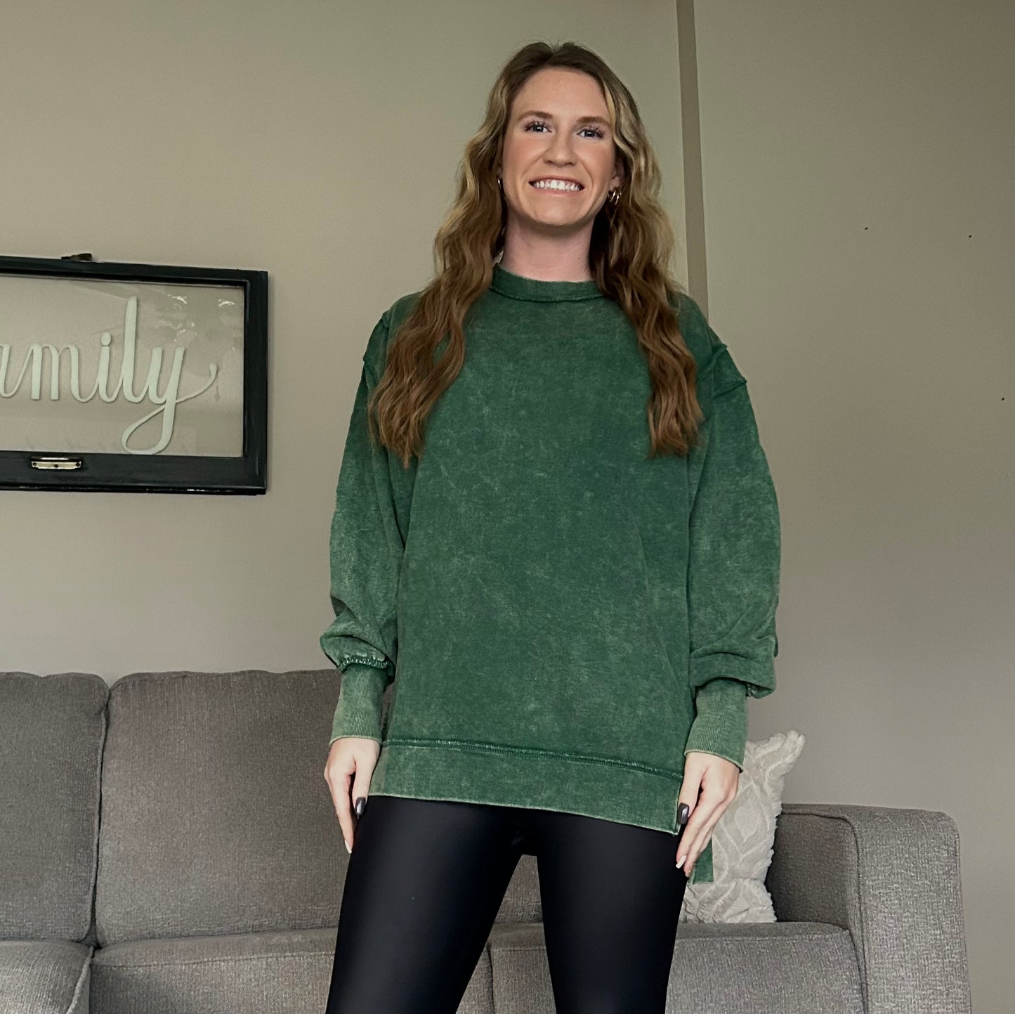 Dark Green Seam Sweatshirt