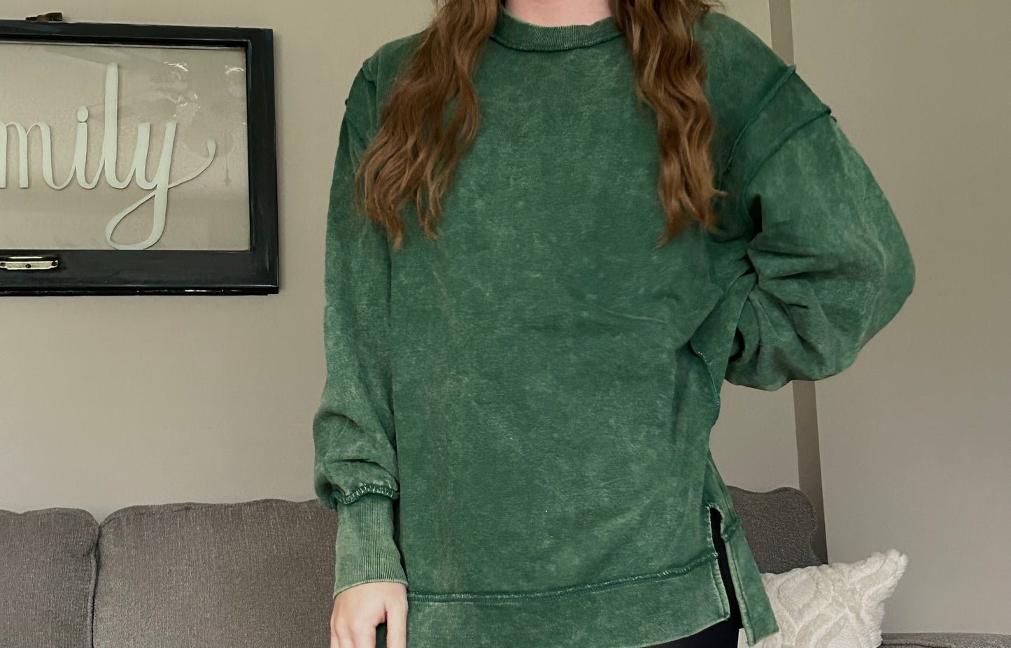 Dark Green Seam Sweatshirt